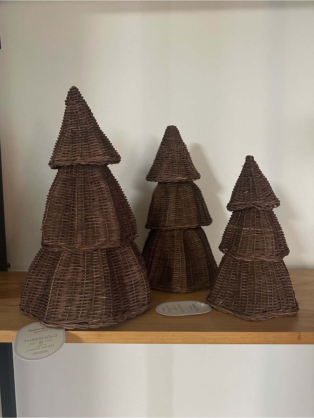 Threshold with Studio McGee Wicker Tiered Holiday Tree Trio - Brown